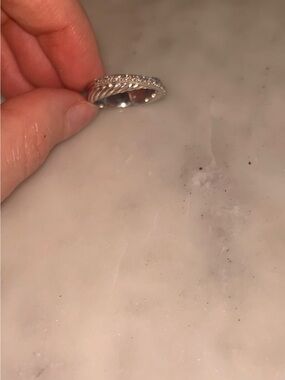 David Yurman Sterling Silver Pavé and Cable Band Ring